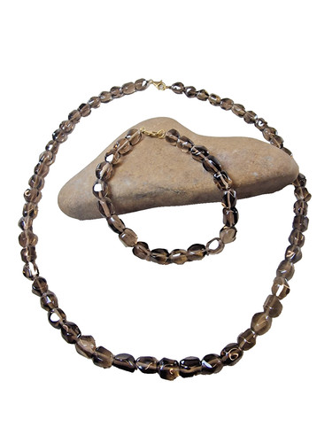 Rauchquarz kette armband - rauchquarz,