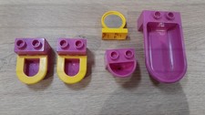 Lego Duplo Badezimmer Möbel; Badewanne, 2 x Toilette, Waschbecken mit Spiegel 
