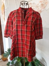 Damen Bluse, Rot-karriert, Größe 38,HM,3/4 Armlänge 