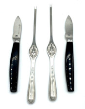 Dreizack 2x Hummergabel Hummerstift + 2x Messer Krebsbesteck Krabbenmesser gepf