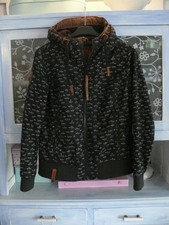 Naketano Übergangsjacke, Kapuze gefüttert Damen Gr. M 38 Schwarz weiße Boote gut