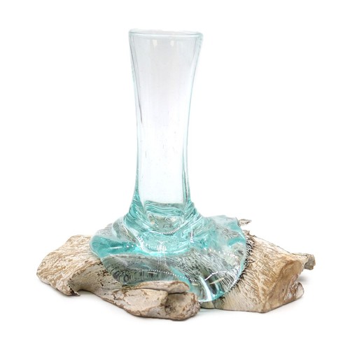 Vase glas auf holz - auf,