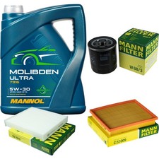 MANN Inspektionspaket 5L MANNOL Molibden Ultra 5W-30 für Toyota Prius Plus 1.8