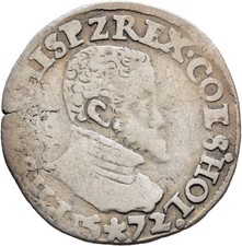 FITZ Belgien-Brabant Philipp II. 1555-1598 1/10 Ecu 1572 Mastricht Kreuz °TCH220