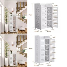 Freistehender Hölzernes Schuhregal Shoe Cabinet Weiß für Flur Eingang Wohnzimmer