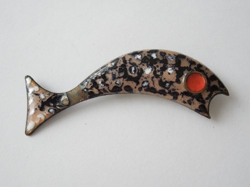 Vintage brosche email kupfer - brosche,