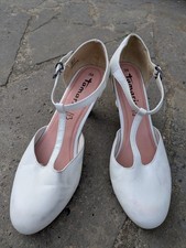 Tamaris Pumps weiß Damen Gr 38 Leder Absatz Riemchen Party Fest Hochzeit