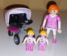 PLAYMOBIL FIGUR MAMA MIT BABY ZWILLINGE und ZWILLINGSWAGEN