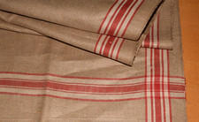 Antikes Rolltuch Leinentuch Mangeltuch Leinen Tuch rot/weiße Streifen (13643)