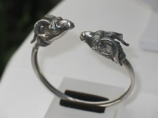 JUGENDSTIL Silber ARMBAND 2 x WIDDER HANDARBEIT 28 gr. aus SET