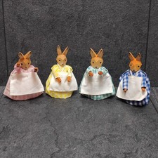 4x Lotte Sievers Hahn Hase Eierwärmer Hasenfrau Ca. 10cm | Holz Kopf Und Pfoten 