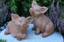 Steinfigur Schwein 2er Set