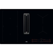 AEG Induktionskochfeld 80cm Muldenlüfter Schwarz Bridge XT Kombi CCE84543CB