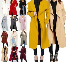 Italienischer Damenmantel Wasserfall Promi Oversize Drapiert Offen Lang Staubtuch 