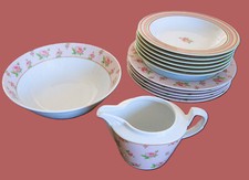 Teller-Schüssel-Soßenkanne "Rosen-Service" ARZBERG - 5Speiseteller+6Suppenteller