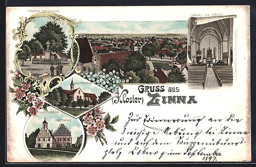 Lithographie zinna kloster - zinna, /
