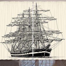 Piratenschiff Rustikale Gardine Segelboot Weinlese