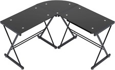 L-Förmiger 127x127Cm Computertisch Schreibtisch Tempered Glas Ecktisch 845