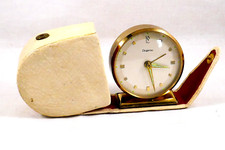 Dugena Reisewecker, Messing, 60er Jahre, im Leder-Etui