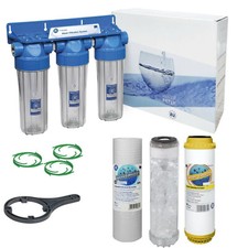 "Aquafilter 3 Stufen 10"" Wasserreiniger Enthärtung und Anti-Skalierung Filter Kit 3/4""