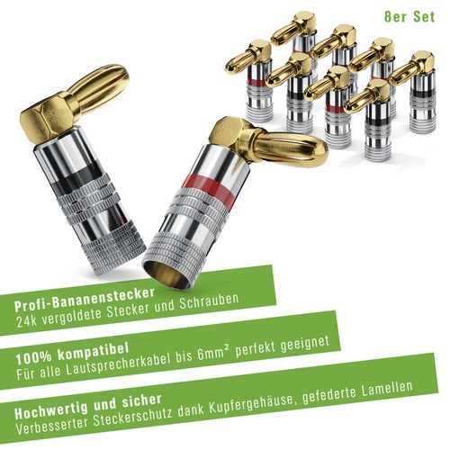 Bananenstecker 8er set - 8er-set,, 90°