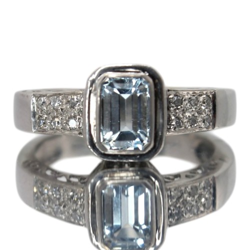 Aquamarin ring gold - ring, weiß