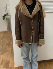 Lederjacke Vintage Shearling Fell Damen  Braun Gr. 36