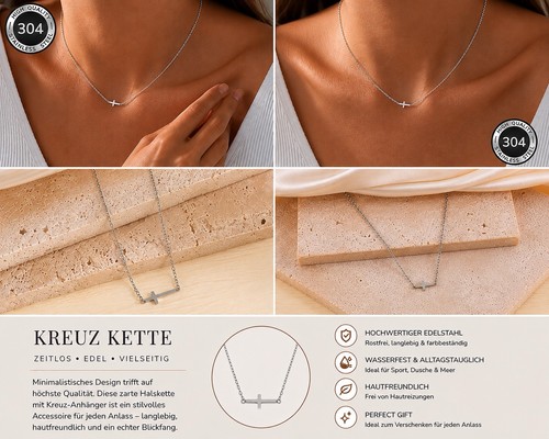 Kreuzkette silber 316l - kreuzkette,