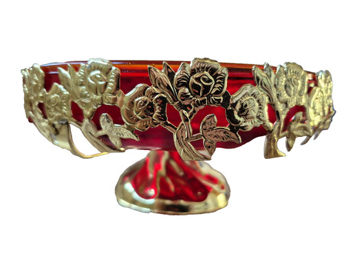 Rote glasschale mit - rote,