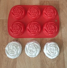 Silikonform Gießform Rosen -  6 Loch - Giesspulver Keraflott Raysin Gips Beton