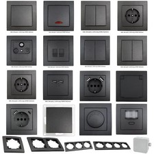 "Flair" Anthrazit Steckdosen Serie Taster Schalter USB RJ45 Steckdose LED Dimmer