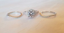 Phantastisch ! Klassisch schönes 925 Silber 3er Ring Set mit farblosen Zirkonia 