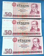 DDR 50 Mark Schein Geldschein Scheine 3 STÜCK 1971 ORIGINAL /S7