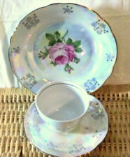 1 Sammeltasse, Gedeck 3tlg. KAHLA DDR Tasse Teller Porzellan Perlmutt-Rose