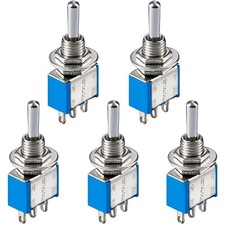 5x Miniatur Kippschalter 1-polig 3 Kontakte Umschalter Lötösen Ein / Aus / Ein 