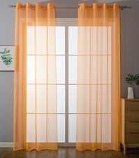 2er Pack Ösen Gardinen Vorhänge uni transparent Voile Bleiband Moderne Farben
