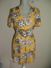 •●♥ TALLY WEIJL - Sommerkleid - Gr. S - gelb mit grauen Blumenmuster ♥●•)10