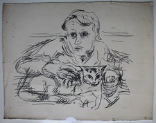 Karl kluth frau mit katze - frau,