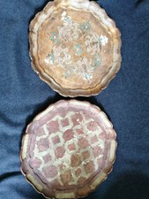  2 x Florentiner Tablett rund Holz jeweils 30 cm Tolles Dekor
