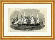 H.M. Light Draught Screw Tenders Gun Boats Segelschiff Holzstich The Empire 0050