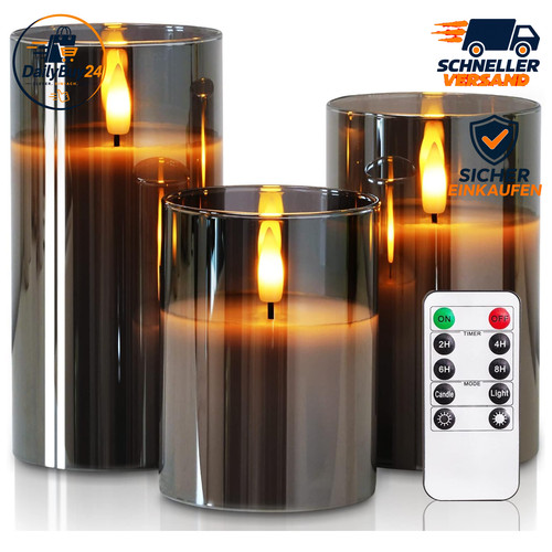 Flammenlose kerzen led - led, grau