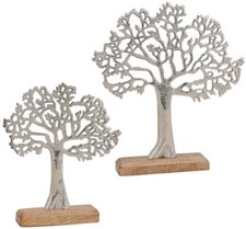 Bäume Metall auf Holzsockel