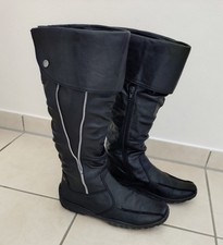 Damen Langschaftstiefel Gr. 40 schwarz Kunstleder