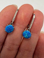 Ohrringe 925 Sterlingsilber Damen Ohrschmuck Opal Blau Neu Eliteschmuck