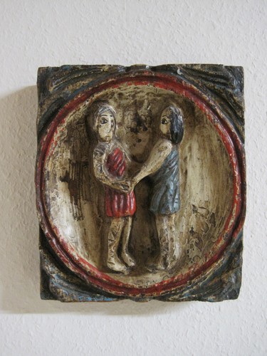 Altes holzrelief wandbild - holzrelief,