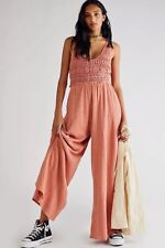 Free People Jumpsuit Crochet & Woven Peach Gr. XS Soleil Einteiler 