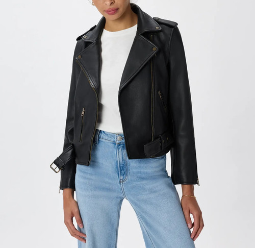 Damen lederjacke schwarz biker - lederjacke,