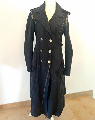 Damen mantel lang wolle grau - ,