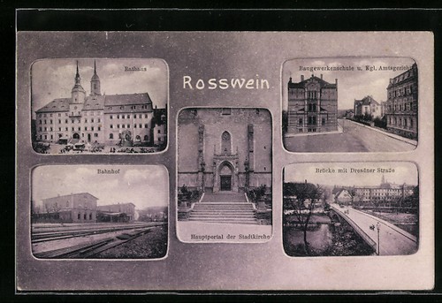 Rosswein rathaus bahnhof - ak, rathaus,