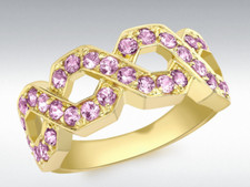 9ct Gelbgold Rosa Saphir Ring